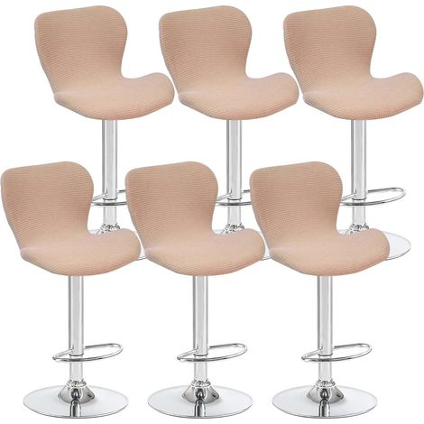 Set mit 6 khakifarbenen Bezügen für gebogene Drehhocker, 40 x 30 x 30 cm, für Barstühle mit niedriger Rückenlehne, ideal für Theken und Küchen (1/5)