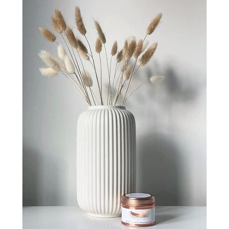 Hauteur 20 cm Vase Côtelé en Ceramique Blanc pour Pampa, Vases Decoratif pour Centre de Table Decoration (1/4)