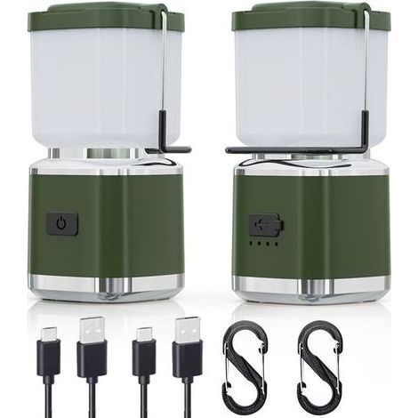 Lot de 2 lanternes de camping LED rechargeables,800 lm avec lumière rouge,8-16heures d'autonomie et intensité variable en continu,lumières d'urgence pour pannes de courant,étanches,essentiels du (1/5)