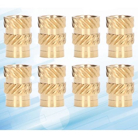 100 écrous en laiton avec incrustations en cuivre moulées par injection, biseautées à gauche et à droite, moletés et pressés à chaud, pour projets d'impression 3D, M5×10×7 (1/5)