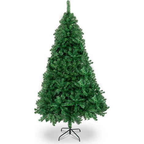 6 Fuß künstlicher Weihnachtsbaum, unbeleuchteter Weihnachtsbaum mit 650 Zweigspitzen und stabilem Metallständer für die Weihnachtsdeko zu Hause oder im Büro, grün (1/5)