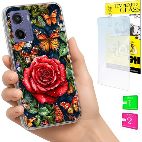 Coque pour Motorola Moto E15 / Moto G05, coque arrière photo, verre papillon (1/5)