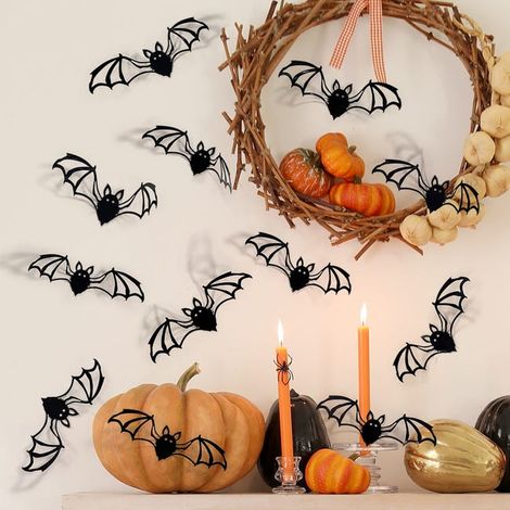 Murciélagos 3D de cartulina – Pegatinas decorativas de murciélagos – Pegatinas de pared de Halloween, 60 unidades (1/5)