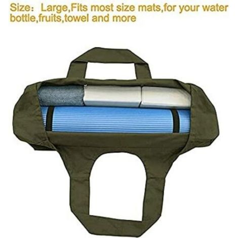 Sac de yoga en toile de grande capacité pour le fitness et le corps de fitness Organisateur pour tapis de yoga et vêtements de danse - vert armée, 74 x 23 x 30 cm, une poche intérieure de 3727 cm, 1pc (1/2)
