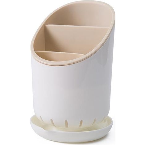 Rangement pour vaisselle, porte-baguettes, porte-couteaux, rangement pour pailles - Blanc (1/5)