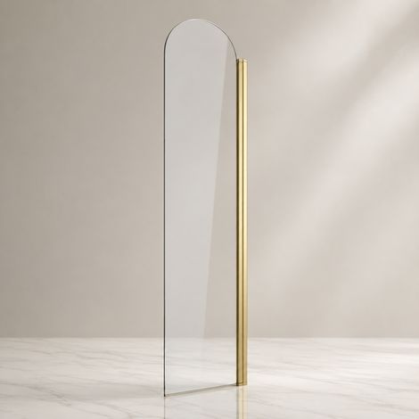 OTITEC Déflecteur douche VENECIA 30 x 200 cm doré brossé verre transparent 6 mm (1/3)