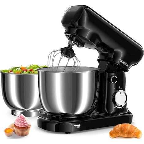 Pastry Processor, Kitchen Processor with Bowl 2.5L+ 3L, 10 Speed 1500w Electric Beater - With Egg Whisk, Dough Hook and Flat Mixer for Home Pastry (1/5)
