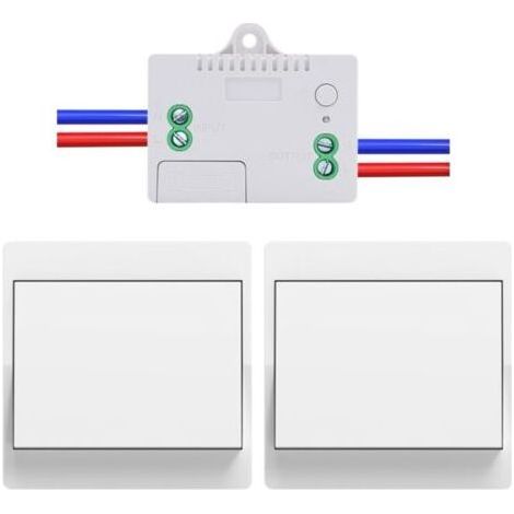 NALOOKAMICEU interrupteur sans fil sans piles Lot de 2 kit interrupteur sans fil autoalimente va et vient sans fil sans pile radio interrupteur a distance eclairage domestique (EU 1Gang 2V1 A) (1/4)
