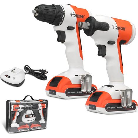 Ensemble de 2 pièces 20 V : perceuse sans fil + clé à percussion  Sans balais, 2 batteries de 2,0 Ah, chargeur de 60 minutes, boîte de couleur (1/5)