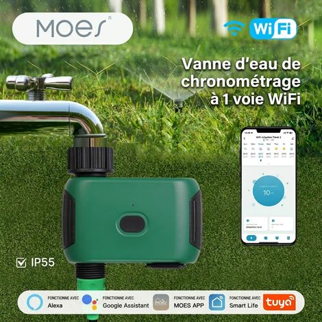 Programmateur d'Arrosage WiFi Intelligent 1 Voie - Minuterie d'Irrigation Automatique avec Contrôle Vocal (Alexa/Google), Retard de Pluie & Étanchéité IP55 pour Jardin, Pelouse et Potager (1/5)