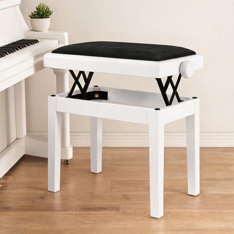 Pouf coloris blanc en polyester 61,5 x 33 x 56 cm (1/5)