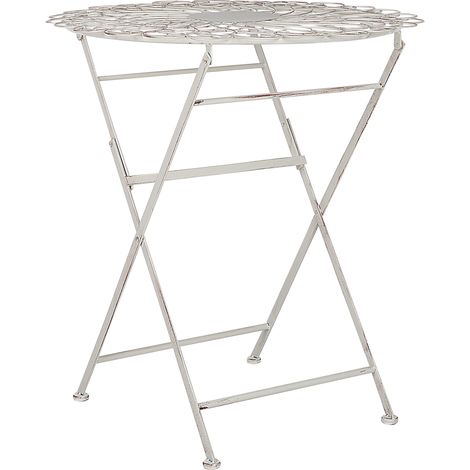Mesa de balcón de metal blanco crema 70 cm efecto desgastado retro vintage Stiffe