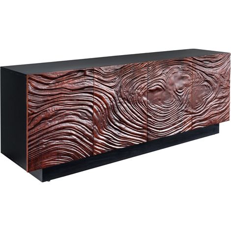 Buffet 175 cm 4 porte legno massiccio acacia nero e noce scuro – Collezione GAÏA