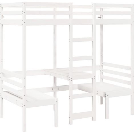 Maison Exclusive - Giroletto Soppalco con Scrivania e Sedie Bianco 80x200cm Pino