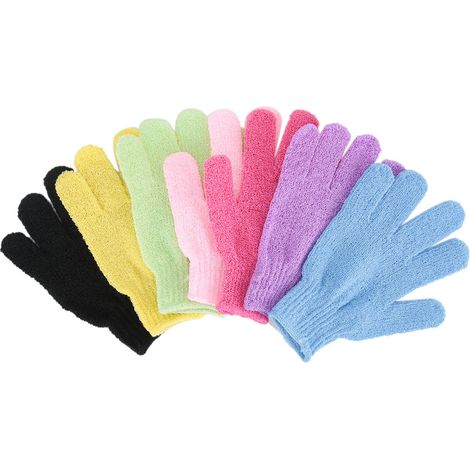 Gants de douche 7 pièces, gants exfoliants nettoyants et nettoyants en profondeur pour la douche et le corps, gants de massage spa, lot de 7. (1/5)
