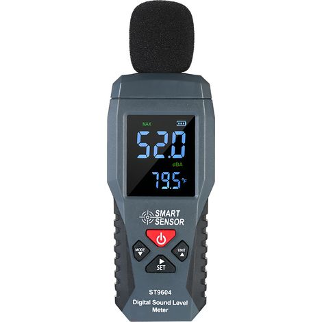 SMART SENSOR ST9604 Kompaktes digitales Schallpegelmessgerät mit LCD-Bildschirm, Geräuschmesser, Dezibel-Tester 30–130 dBA