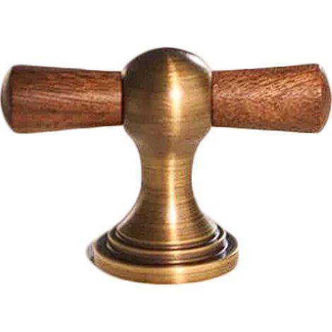 Poignée de meuble vintage en bois noyer et laiton avec finition (1/5)
