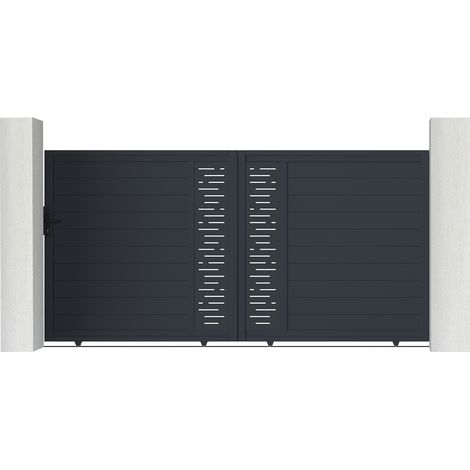 Schiebetor aus Aluminium 3.5m ARLBERG 350 x 180 cm Grau (1/5)