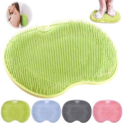Tapis de Bain en Silicone, Laveur de Pieds de Douche, Brosse Pieds Douche avec Antidérapant Ventouses, Coussin de Massage pour Pieds Dos Nettoie, Exfolie, Masse vos Pieds Sans se Pencher (Vert) (1/5)