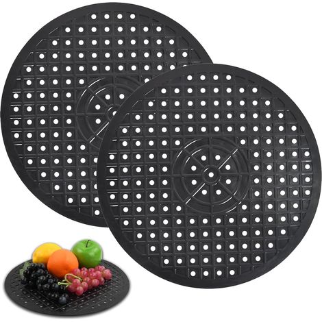 Tapis d'évier, 2 x 31 x 31 cm, caoutchouc, tapis d'égouttage rond, noir, tapis de lavabo, accessoire de cuisine, vaisselle (1/5)