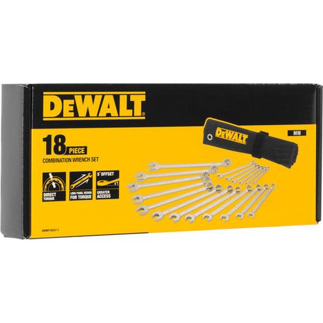 DeWalt Jeu de 18 clés mixtes coudées à 15° ISO 3318 DIN 3113 7-24 mm