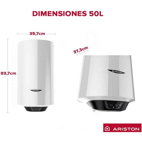 Ariston Group – Chauffe-eau à accumulation 50L vertical – Résistance blindée – Classe énergétique B – Écran LCD – Fonction Eco Evo – Technologie Waterplus
