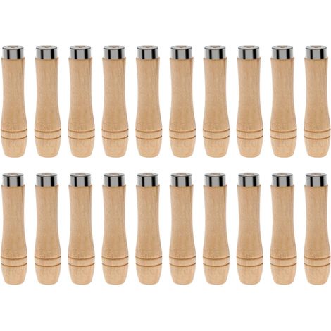 20 x Wooden File Handles with Metal Safety Rings - Replacement Wooden File Handle Accessories for Carpentry Garage Maintenance 4 mm (1/5)