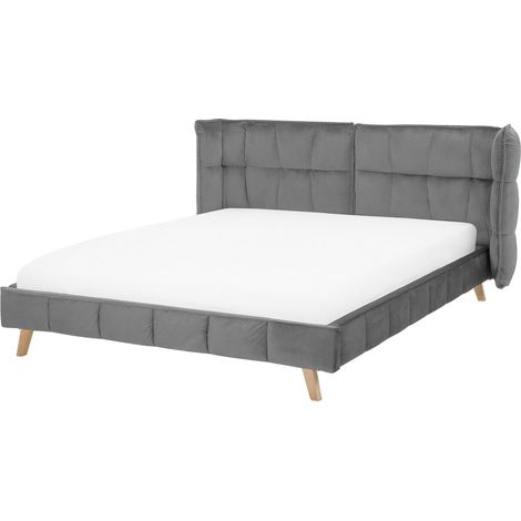 Bed Velvet SENLIS 160 x 200 cm (EU King Size) Grey