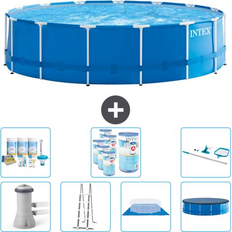 Intex Rundrahmen-Schwimmbecken – 457 x 122 cm – Blau – Inklusive Zubehör CB46 (1/4)