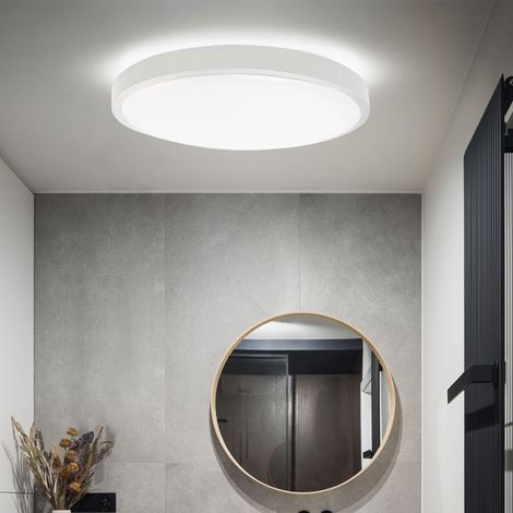 Lampada da soffitto lampada da bagno lampada da soggiorno plafoniera da corridoio lampada rotonda, plastica bianca IP44, 1x LED 24W 2500Lm 4000K bianco neutro, D 29,5 cm (1/5)