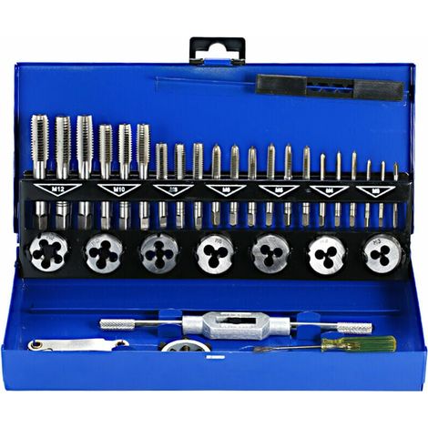 Green Mobility-Coffret tarauds et filières 32 PCS HSS Jeu de tarauds et matrices Clés métriques coupées M3M12 Outil de filetage à la main Taraud en carbure de tungstène Matrice de filetage à vis Outil (1/5)