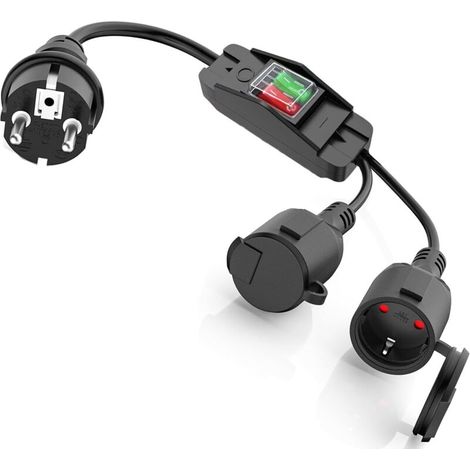 Câble d’extension 2 prises, prises étanches IP44 pour une utilisation en intérieur et en extérieur, prise double 3680W avec interrupteur individuel 250V/16A pour la maison,le bureau et une utilisation
