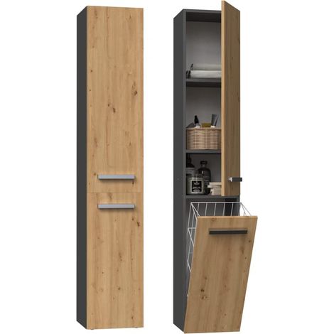 Mobile da bagno, Antracite / Rovere Artigianale, 30 x 174 x 30 cm (1/5)