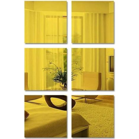 Set di 6 specchi da parete autoadesivi, antideflagranti, flessibili, in acrilico, plastica, fai da te, decorazione murale senza cornice per bagno, soggiorno, camera da letto (15 x 15 cm) (1/5)