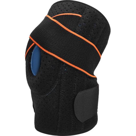 Genouillère de sport réglable, orthèse respirante avec stabilisateurs latéraux pour déchirure du ménisque, homme femme, orange (1/5)