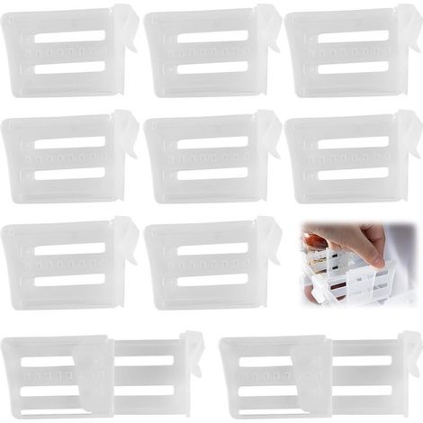 10 pièces Panneau de Séparation pour Réfrigérateur, Rérrigérateur Réglable Séparateurs, Organisateur de Réfrigérateur Tiroir Extensible, Pour Transparent Boîte de Frigo Bacs de Rangement (1/5)