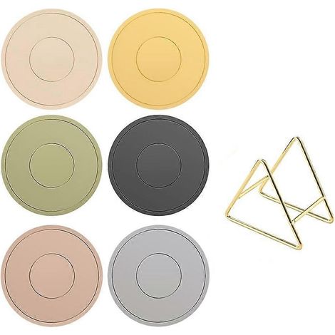 6 thickened pot holders pad avec 1 doré triangle support antidérapant pads pour cuisine pots restaurant ceramic tasse (1/5)