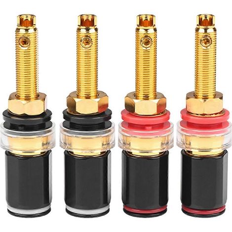 Bornes de haut-parleur HiFi, contact en cuivre pur, compatibles avec les connecteurs plaqués or, compatibles avec les connecteurs d'amplificateur et compatibles avec les fiches bananes femelles. (1/5)