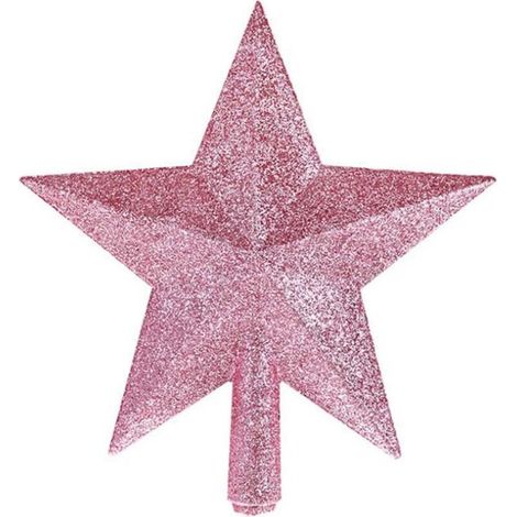 Bardusch - Étoile de Sapin de Noël à Paillettes de 15 cm - Petite Décoration pour Cime d'Arbre, Vacances - Rose (1/4)