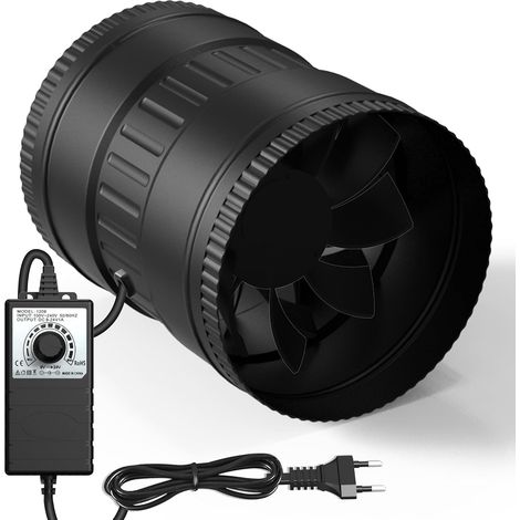 Extracteur d'Air 150 mm, Ventilateur d'Extraction 587 m³/h, Moteur, 3300 RPM, 20 W Avec Contrôleur de Vitesse Cave Humide, pour Refroidissement Tentes Croissance Cultures Hydroponiques (1/5)