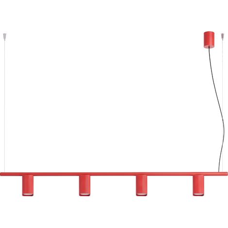 Lampadario RAYO 4 rosso alluminio 4xGU10 122cm Sollux (1/5)