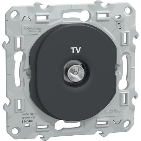 Prise TV simple encastrée anthracite Ovalis - Schneider (1/4)