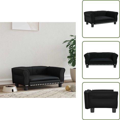 The Living Store Lettino per Cani Nero 70x45x30 cm in Similpelle - Lettino per animali domestici