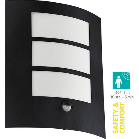Applique Esterno Sensore Contemp City Metallo Nero Policarbonato Bianco E27 (1/5)