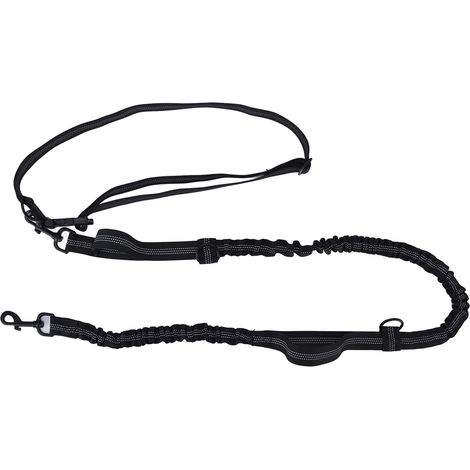 Laisse pour chien rétractable réfléchissante, portable et réglable - Traction sécurisée pour promenades nocturnes - Noir (1/5)