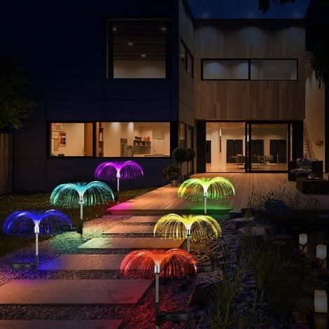 1 lampe de jardin, design méduse avec effets lumineux, lampadaire extérieur 7 couleurs, hauteur 60 cm, pour jardin et allée