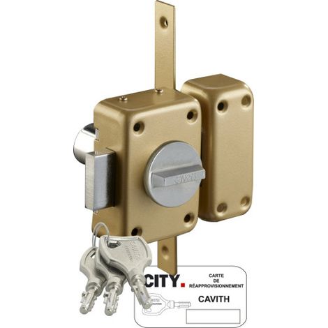 Verrou de haute sûreté ISEO Cavith A2P – Verrou à bouton – 3 clés difficiles à reproduire – Protection anti-perçage – Épaisseur de porte jusqu’à 45mm