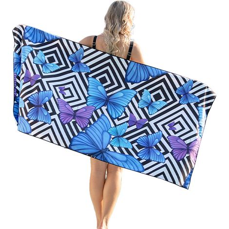 1 serviette de plage, 80 x 160 cm, anti-sable, séchage rapide, microfibre, multicolore (1/5)