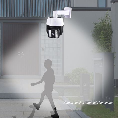 Attrappe einer Solarstraßenlaterne mit blinkendem rotem Licht, das eine Kamera simuliert LED-Warn- und Sicherheitsleuchte. (1/5)