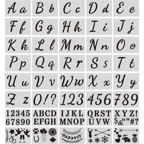Pochoirs réutilisables en plastique pour l'alphabet. les chiffres et les symboles (40 pièces) (1/4)
